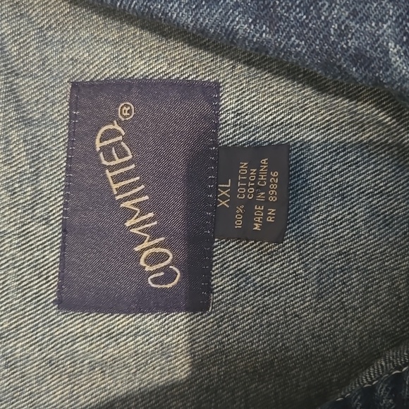 Commited Western Jean Jacket XXL 100% Cotton Cropped - Picture 3 of 3